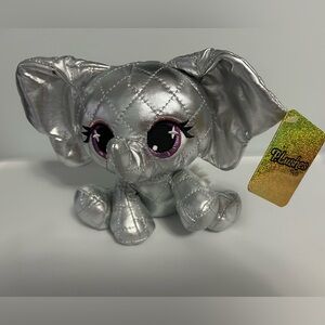 Gund Silver Quilted Elephant Plushes Pets with Glitter Tag